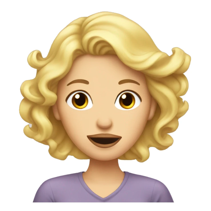 White female with blond wavey hair blowing a kiss sticker