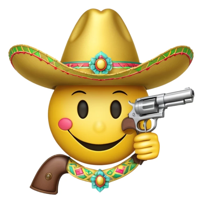 Smiley with a gun and an sombrero sticker