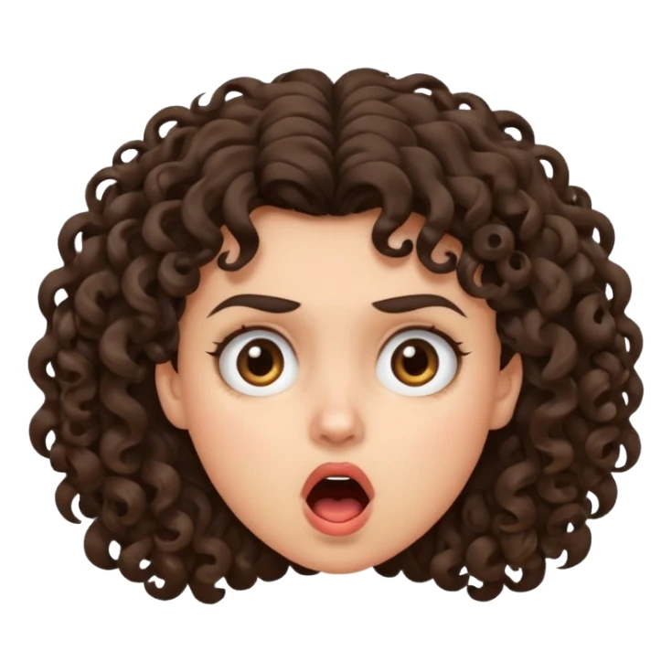 Curly hair brunette with a shocked angry face  sticker