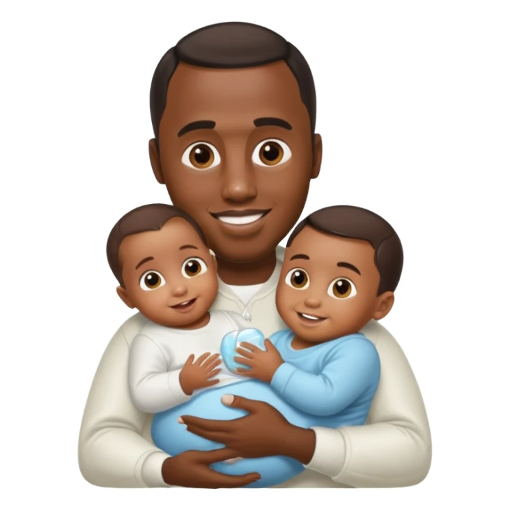 Sean “Diddy” Combs with baby oil and a very small infant sticker