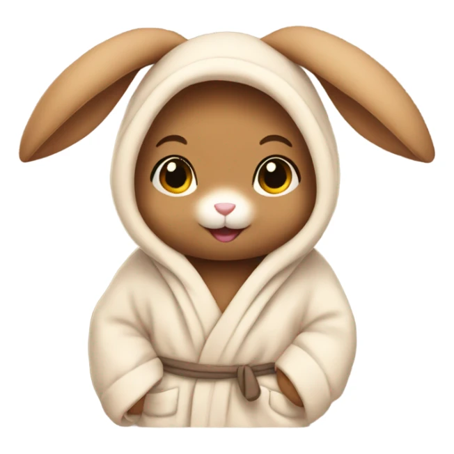 cute brown bunny in a robe sticker