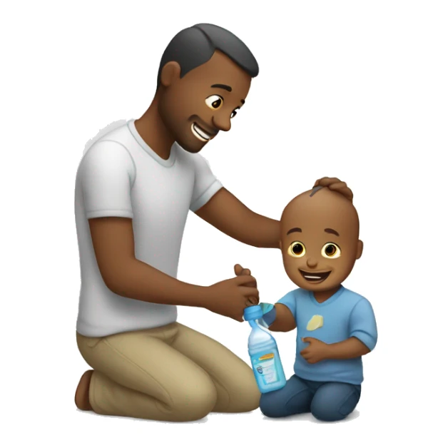 Father giving baby bottle to his baby  sticker