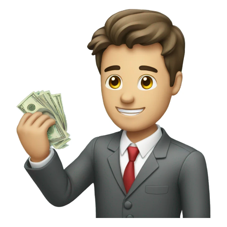 a business man waving money sticker