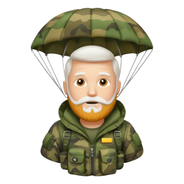 White guy with white beard in camouflage and a parachute  sticker