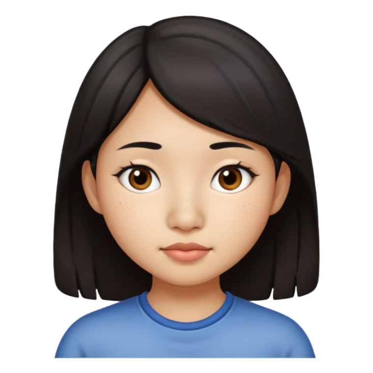 Asian girl with dark hair and a nose mole disappearing  sticker