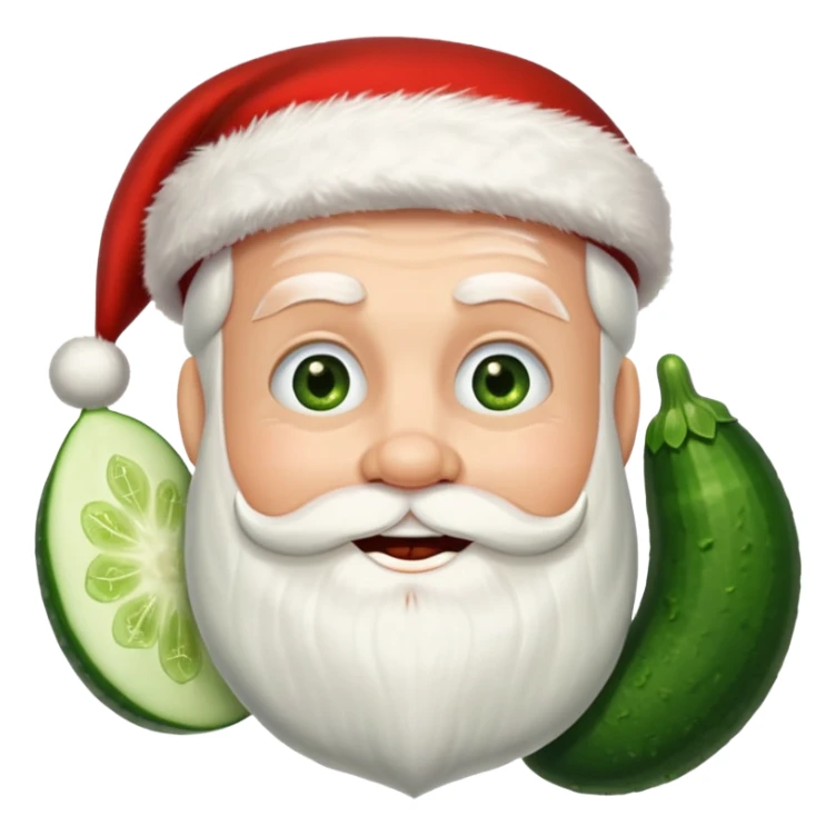 Santa with cucumber slices instead of eyes sticker