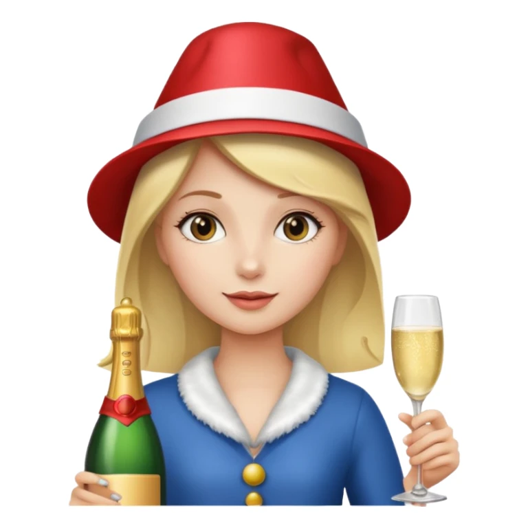 girl holdin only Champagne bottle with party cap. sticker
