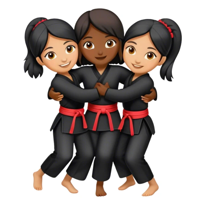 Three Indonesian Pencak silat girls hugging  sticker