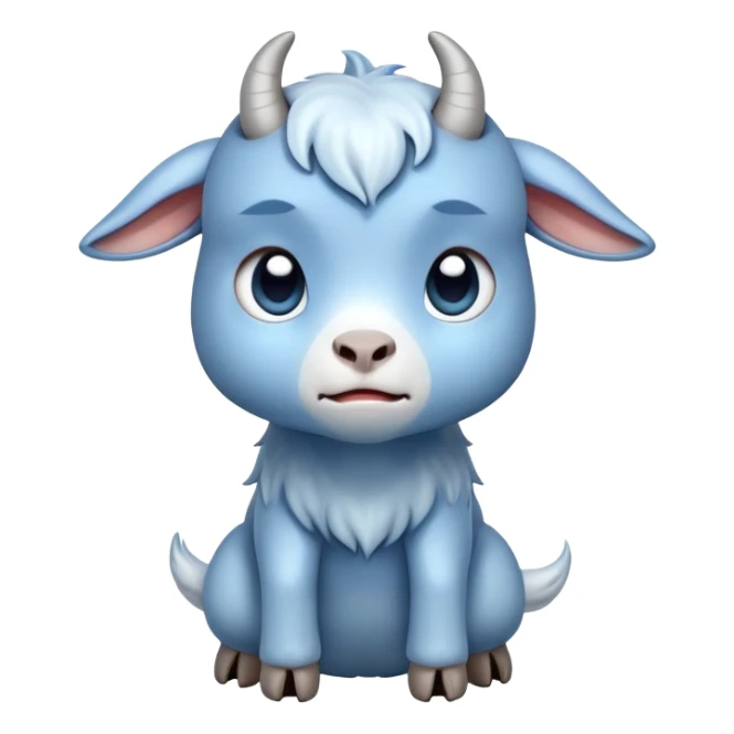 Disapppinted-crying with tears-cute-small-full body-blue goat-head tilted back sticker