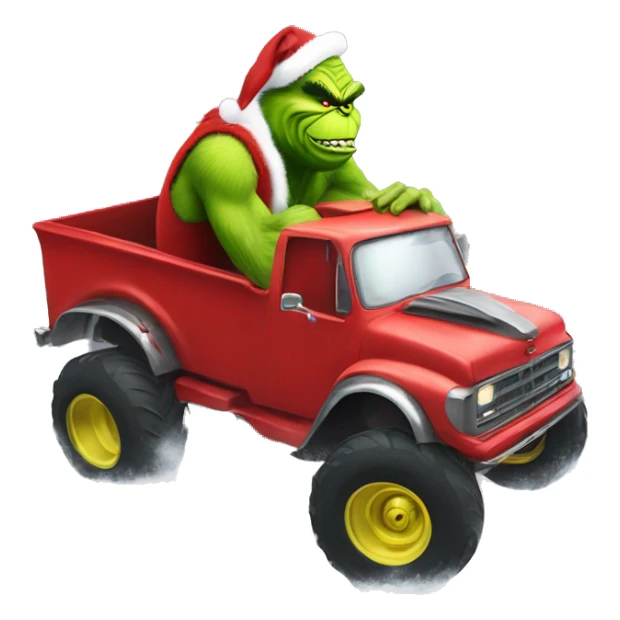 The grinch driving a red monster truck  sticker