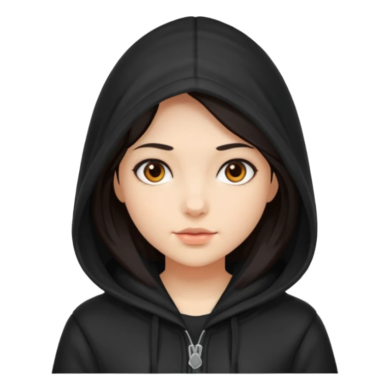 girl with a hood on with dark hair sticker
