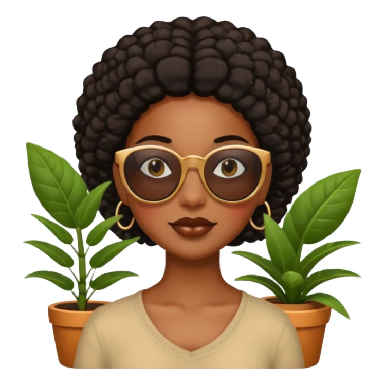 Black woman with sunglasses and plants  sticker