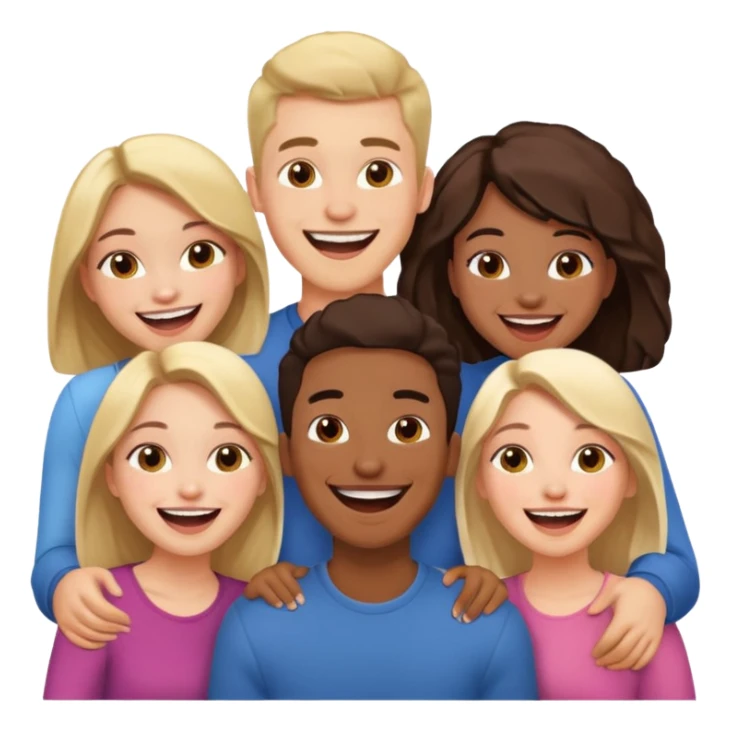 4 inclusive friends (3 girls and 1 man) laughing sticker