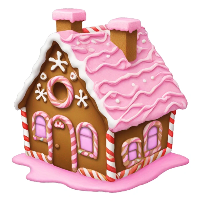 Christmas gingerbread house with pink frosting sticker