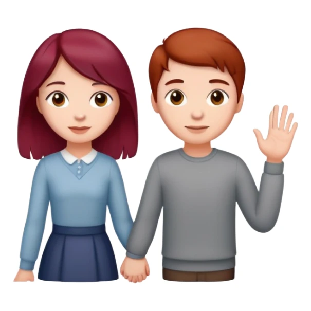 Burgundy haired girl holding boyfriends hand sticker
