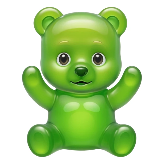 green gummy bear with eyes and blond hair sticker
