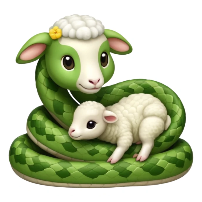 Cute adorable baby snake love cute lamb sticker