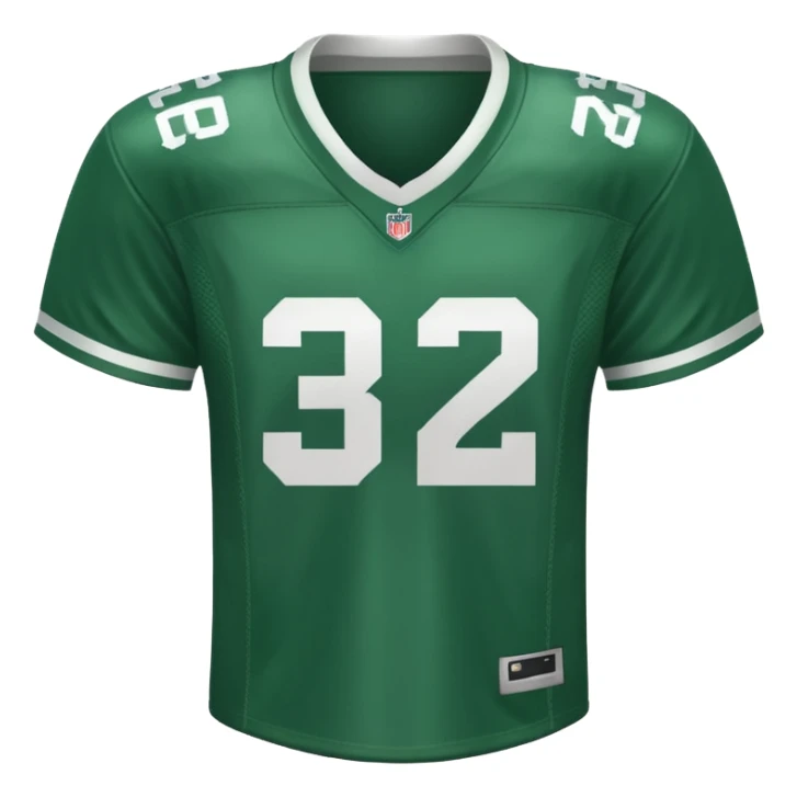 Green American Football jersey with the number 32 on it sticker