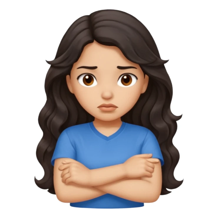 Hispanic girl with long wavy hair crossing her arms and pouting sticker