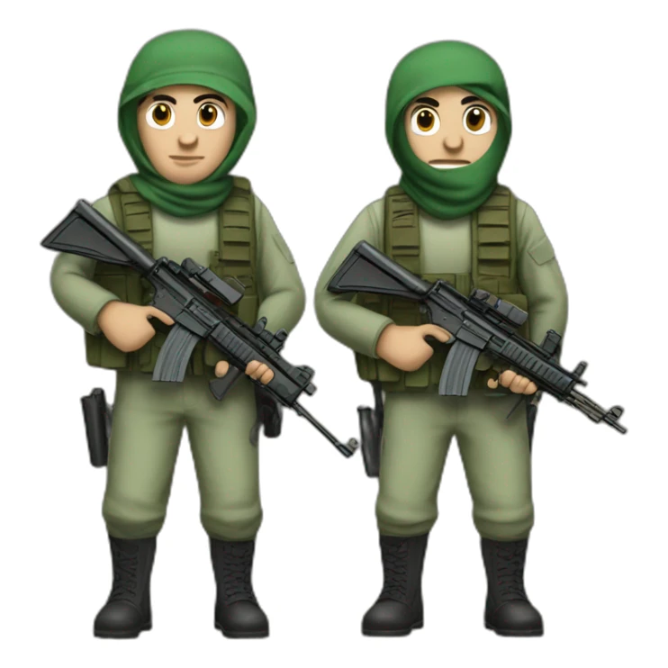 hamas and israeli fighters with rifles sticker