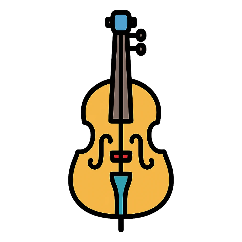 colored double bass musical instrument icon sticker