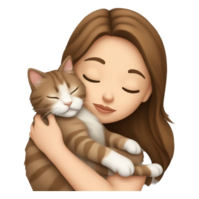 Pretty brown hair girl sleeping with her beige main coon cat sticker