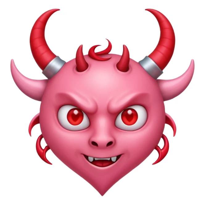 a pink heart with demon horns on it sticker