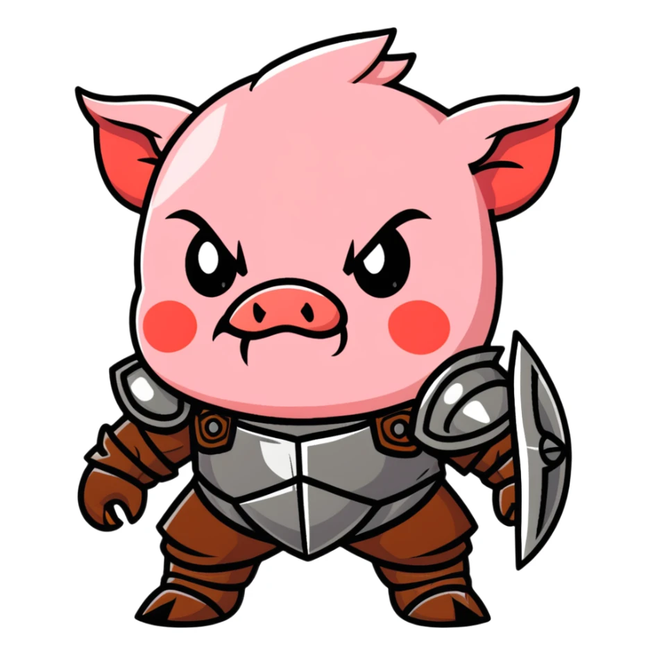 angry Minecraft baby Piglin in leather armor sticker