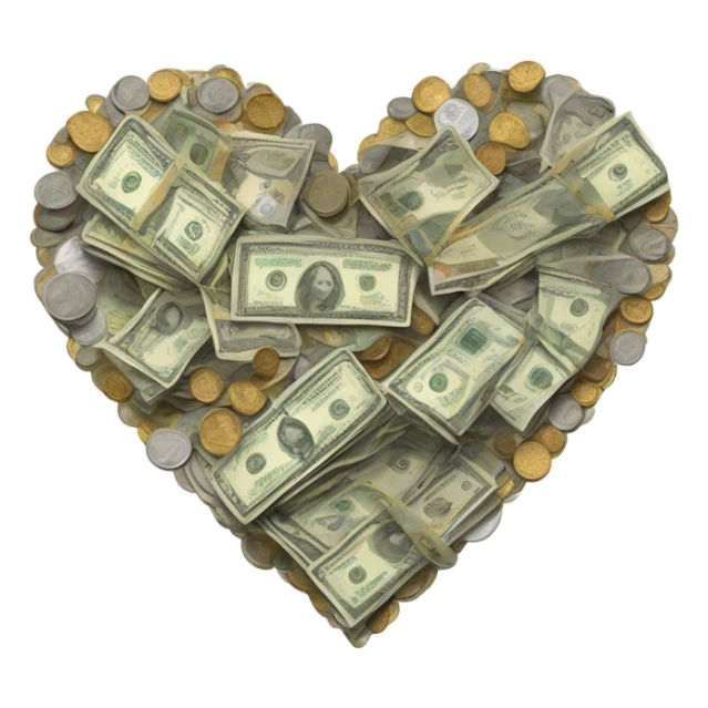 Heart made of money  sticker