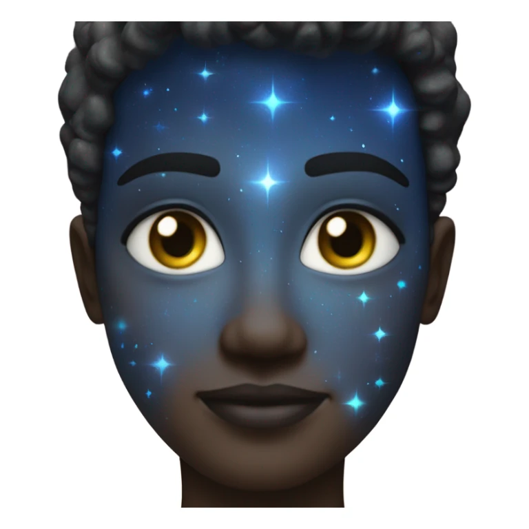 normal face shape make the skin galaxy like but make it zesty and rizzy with sky blue glowing eyes sticker