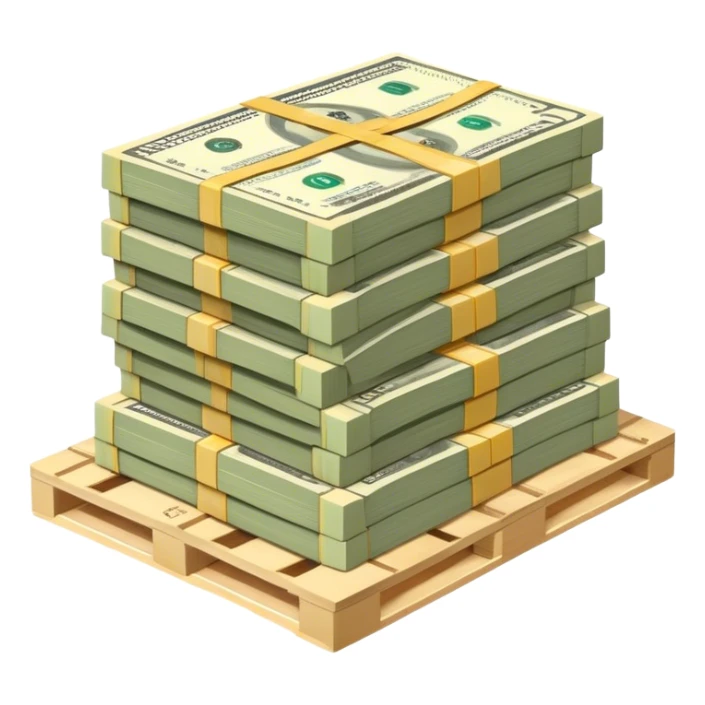 pallet full of small US Dollars notes perfectly stacked sticker