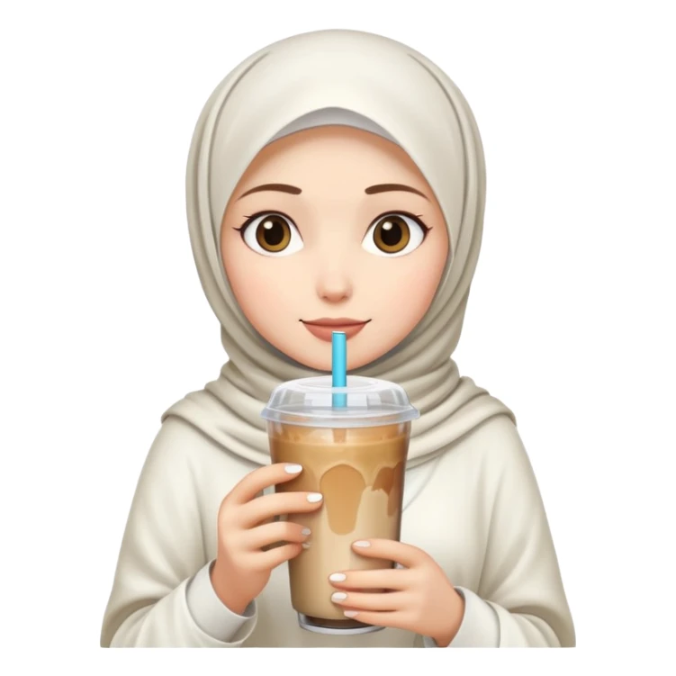 White hijab girl and iced coffee sticker