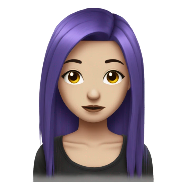 Emo girl choppy long purple hair piercings sticker
