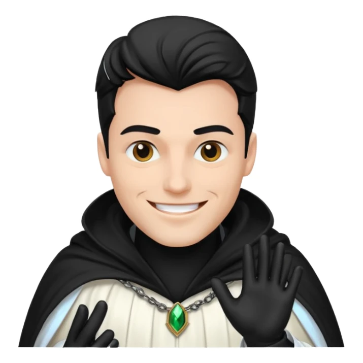 villain smiling with a white cloak , male sticker