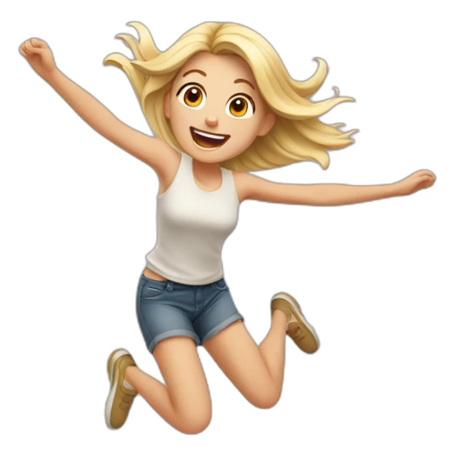 jumping happy blonde girl sticker