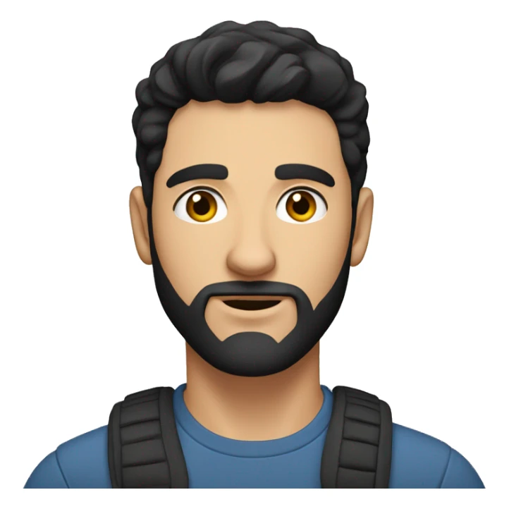 caucasian young man with black hair, beard and thick eyebrows sticker