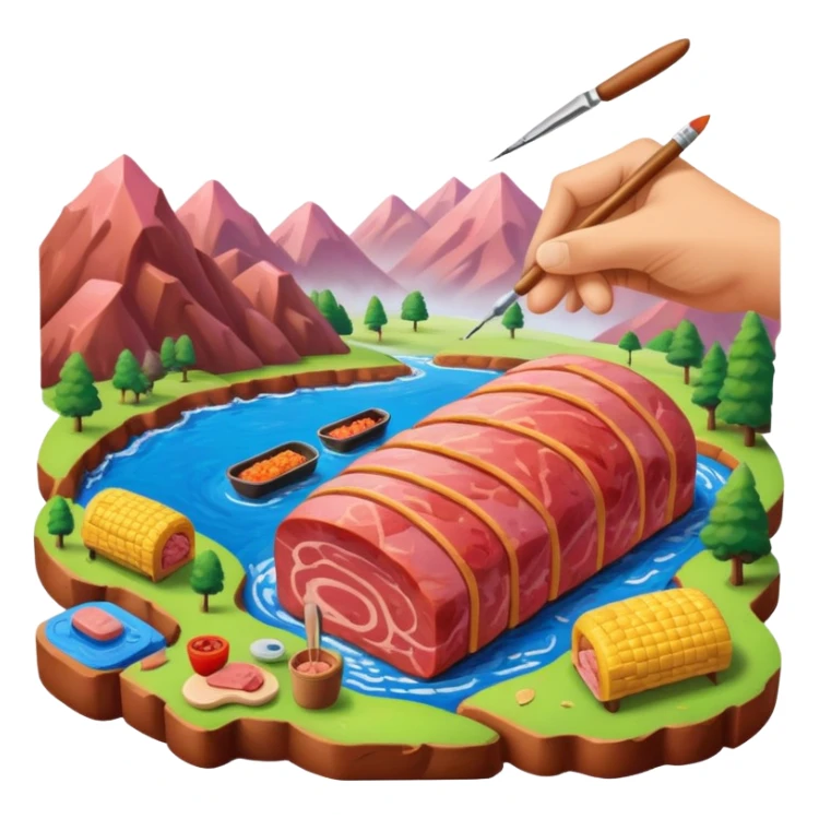 artist painting a SPAM meat landscape  sticker