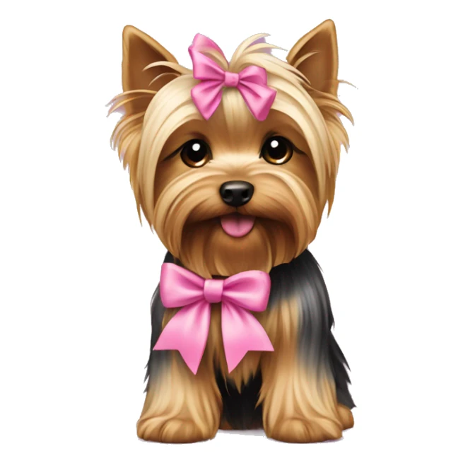 Yorkshire Terrier puppy with a pink bow sticker