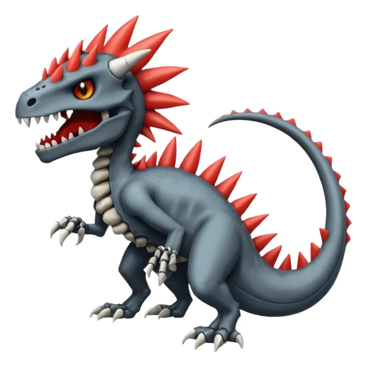 Skull-faced, skeletal Charmeleon-Zeraora-Salandit-fusion sticker