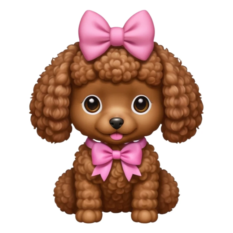 Brown toy poodle with pink bow sticker