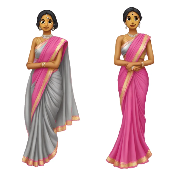 Saree draping with pink and silver saree without person sticker