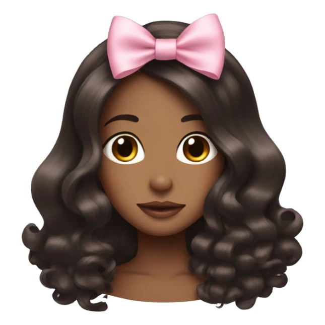 Tall Dark brown blowout hair with soft pink bow sticker