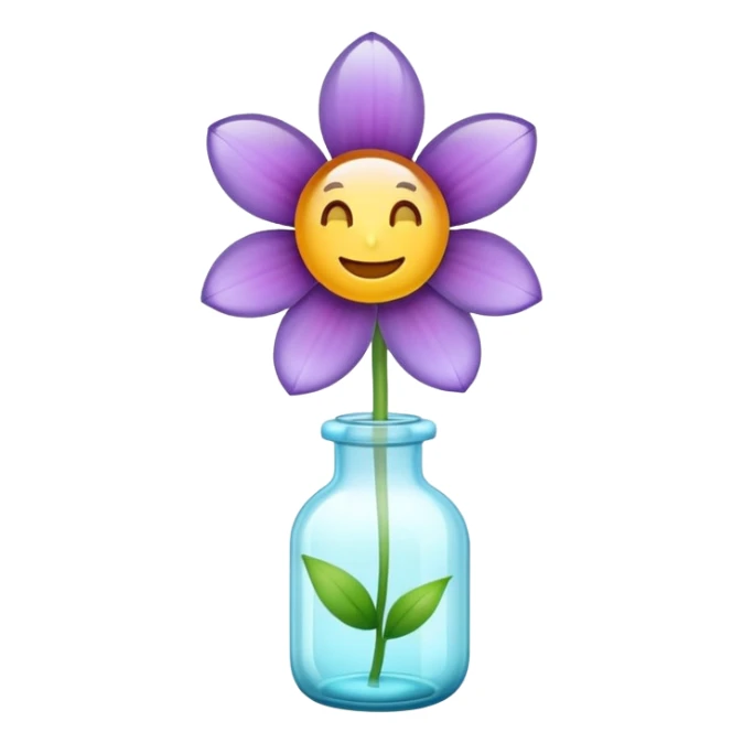 Haz un emoji de una flor guardaba en un frasco de vidrio  sticker