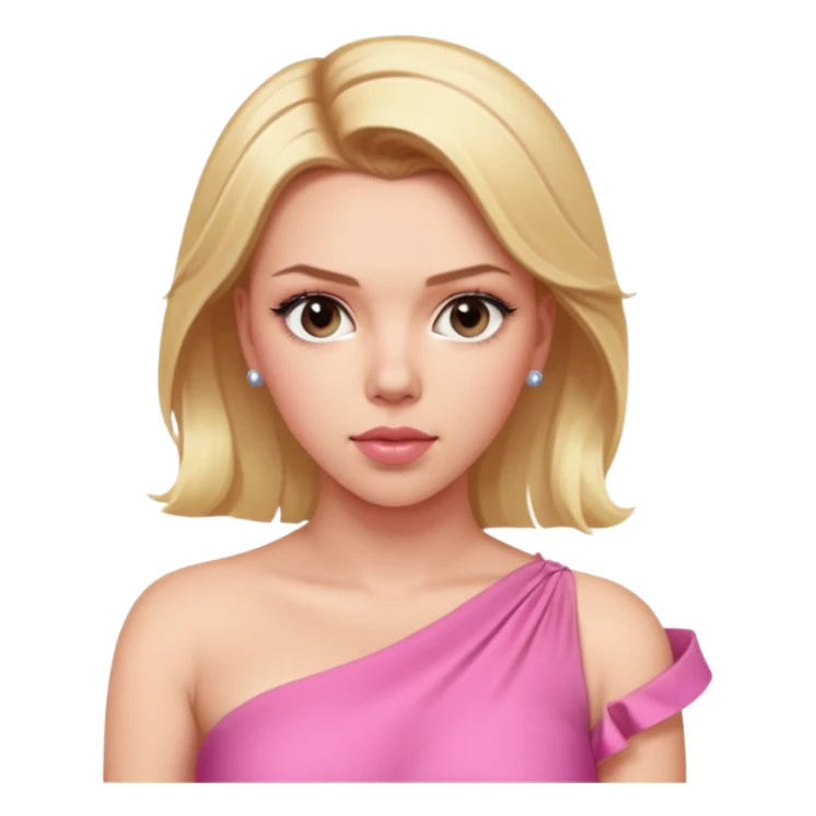 Scarlett Johansson with one shoulder stunning pink dress and blonde hair sticker