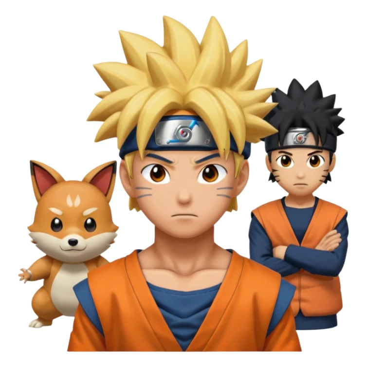 fais goku avec un melange de naruto et de 2 pkemon de ton choi aussi  sticker