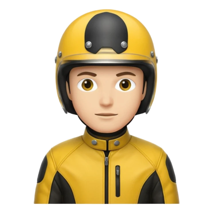 Biker in black helmet wearing yellow jacket sticker