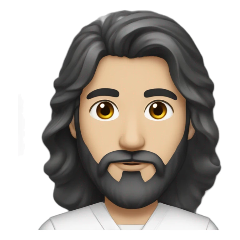 An Iranian man with fair skin, with relatively long hair and an English model, with a medical uniform and a medium-shaded black beard, handsome black eyes and a round face and big lips. sticker