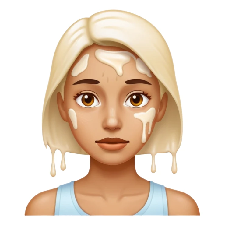 Woman sweating with white cream on her face sticker