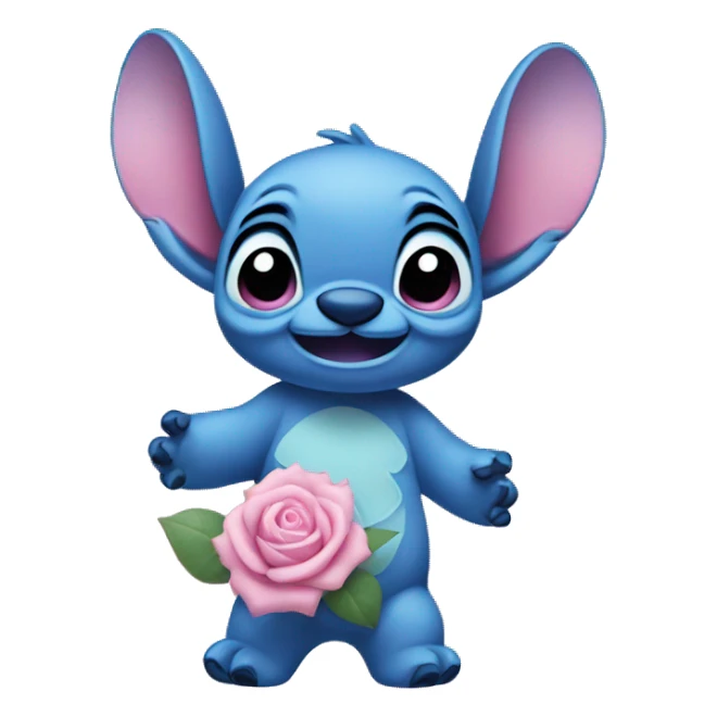Stitch with Pastel blue and pink roses sticker