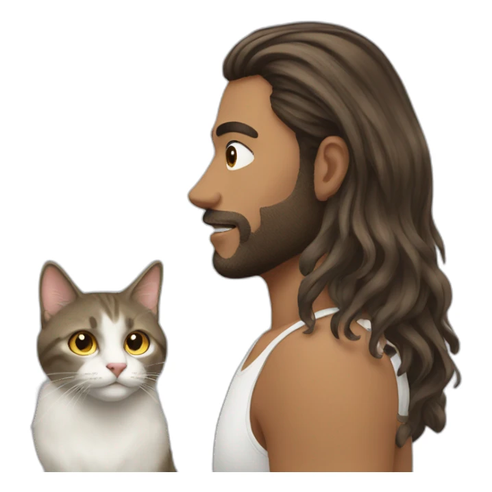 Men have long hair-with-cat sticker